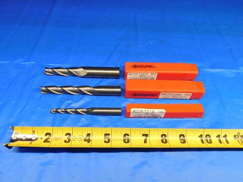 M & J Tooling LLC 3 PCS ACCUPRO 1/4-7/16, 1/2-5/8 O.D. LOC Tapered Carbide END Mill 3 Flute - BR3678BR3 in Saudi Arabia