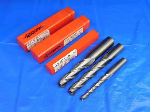 M & J Tooling LLC 3 PCS ACCUPRO 1/4-7/16, 1/2-5/8 O.D. LOC Tapered Carbide END Mill 3 Flute - BR3678BR3 in Saudi Arabia