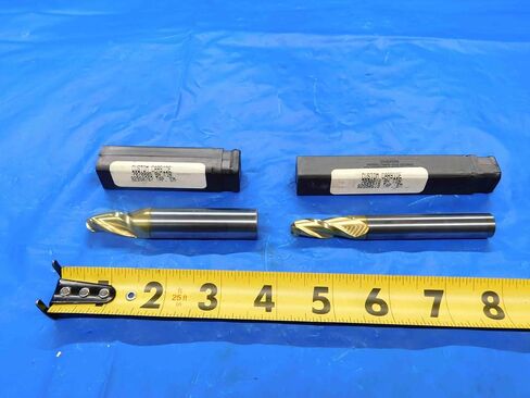 M & J Tooling LLC 2 PC. LOT of Carbide Tapered END Mills 3/8 Cut Dia 2 Flute 1/2 to 5/8 Shank - CB2745BR3 in Saudi Arabia