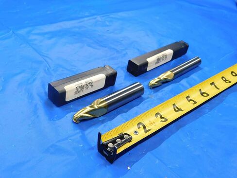 M & J Tooling LLC 2 PC. LOT of Carbide Tapered END Mills 3/8 Cut Dia 2 Flute 1/2 to 5/8 Shank - CB2745BR3 in Saudi Arabia