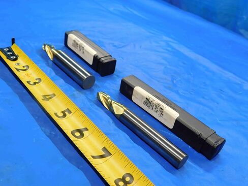 M & J Tooling LLC 2 PC. LOT of Carbide Tapered END Mills 3/8 Cut Dia 2 Flute 1/2 to 5/8 Shank - CB2745BR3 in Saudi Arabia