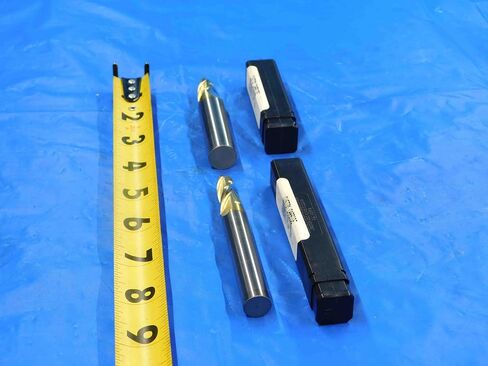 M & J Tooling LLC 2 PC. LOT of Carbide Tapered END Mills 3/8 Cut Dia 2 Flute 1/2 to 5/8 Shank - CB2745BR3 in Saudi Arabia