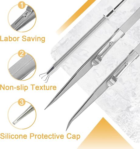 3 Pc Jewelry Pick Up Tool Set, Stainless Steel 4 Claw Piercing Ball Grabber, Diamond Locking Tweezers for Tiny Objects IC Chip Electronic Components in Saudi Arabia