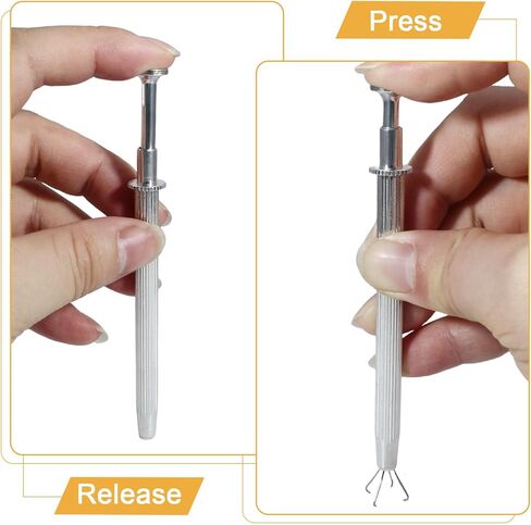 3 Pc Jewelry Pick Up Tool Set, Stainless Steel 4 Claw Piercing Ball Grabber, Diamond Locking Tweezers for Tiny Objects IC Chip Electronic Components in Saudi Arabia
