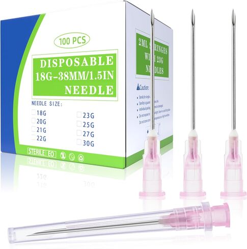 20 Gauge 1.5 inch Dispensing Needle with Cap 100 Pack, Individually Packaged Luer Lock Lab Accessories for Industrial and Scientific, Refilling Inks in Kuwait