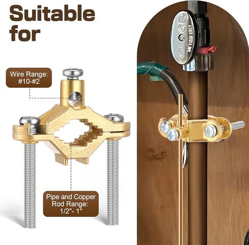Feekoon Ground Clamp 1/2-1 تركيب القناة ، قناة السلك النحاسية سلكية ، لأسلاك أرضية الترابط لأنابيب المياه أو الصلب (6 أجزاء) in Kuwait