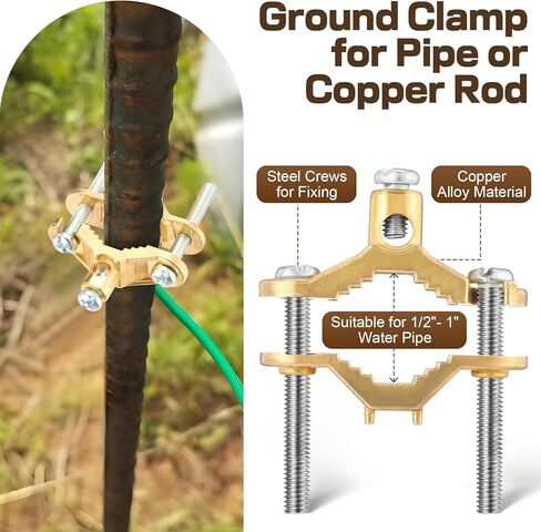 Feekoon Ground Clamp 1/2-1 تركيب القناة ، قناة السلك النحاسية سلكية ، لأسلاك أرضية الترابط لأنابيب المياه أو الصلب (6 أجزاء) in Kuwait