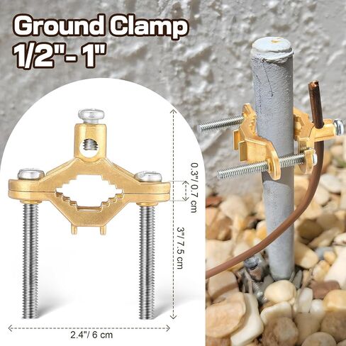 Feekoon Ground Clamp 1/2-1 تركيب القناة ، قناة السلك النحاسية سلكية ، لأسلاك أرضية الترابط لأنابيب المياه أو الصلب (6 أجزاء) in Kuwait