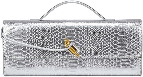Womens Fashion Leather Clutch Bag Crocodile Print Evening Handbag Crossbody Tote Bag Yellow in Kuwait