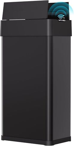 Arlopu 21.1 Gal Automatic Trash Can, 80L Stainless Steel Motion Sensor Garbage Bin, Touchless Brushed Wastebasket, W/Butterfly, Soft-Close Lid, for Living, Dinning Room, Kitchen (Black) in Saudi Arabia
