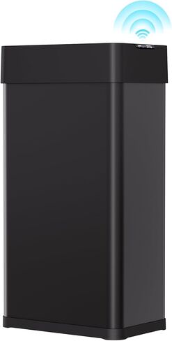Arlopu 21.1 Gal Automatic Trash Can, 80L Stainless Steel Motion Sensor Garbage Bin, Touchless Brushed Wastebasket, W/Butterfly, Soft-Close Lid, for Living, Dinning Room, Kitchen (Black) in Saudi Arabia