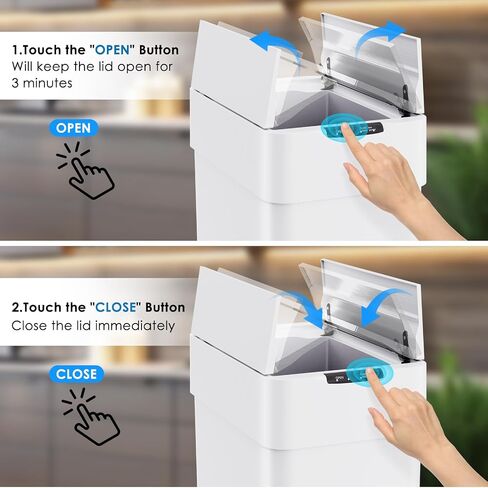 Arlopu 21.1 Gal Automatic Trash Can, 80L Stainless Steel Motion Sensor Garbage Bin, Touchless Brushed Wastebasket, W/Butterfly, Soft-Close Lid, for Living, Dinning Room, Kitchen (Black) in Saudi Arabia