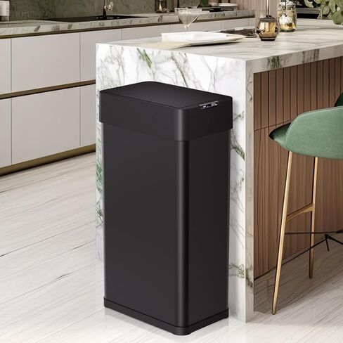 Arlopu 21.1 Gal Automatic Trash Can, 80L Stainless Steel Motion Sensor Garbage Bin, Touchless Brushed Wastebasket, W/Butterfly, Soft-Close Lid, for Living, Dinning Room, Kitchen (Black) in Saudi Arabia