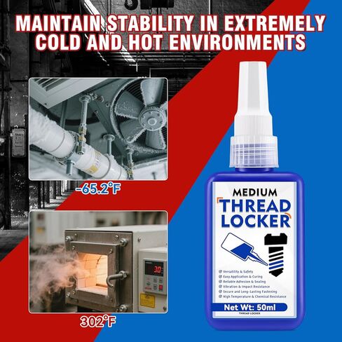 قفل الخيط الأزرق والأحمر ، قفل ضيق Threadlocker متوسطة وقوة عالية ، خزانة الخيط القابلة للإزالة ، مؤشر ترابط للمكسرات والبراغي ، السحابات ، المعادن ، القفل لمنع التخلص والتآكل ، 50 مل*2 2 in Kuwait