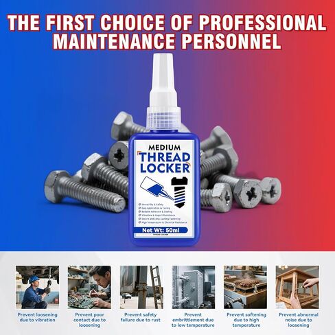 قفل الخيط الأزرق والأحمر ، قفل ضيق Threadlocker متوسطة وقوة عالية ، خزانة الخيط القابلة للإزالة ، مؤشر ترابط للمكسرات والبراغي ، السحابات ، المعادن ، القفل لمنع التخلص والتآكل ، 50 مل*2 2 in Kuwait