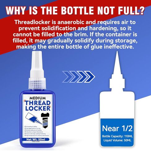 قفل الخيط الأزرق والأحمر ، قفل ضيق Threadlocker متوسطة وقوة عالية ، خزانة الخيط القابلة للإزالة ، مؤشر ترابط للمكسرات والبراغي ، السحابات ، المعادن ، القفل لمنع التخلص والتآكل ، 50 مل*2 2 in Kuwait