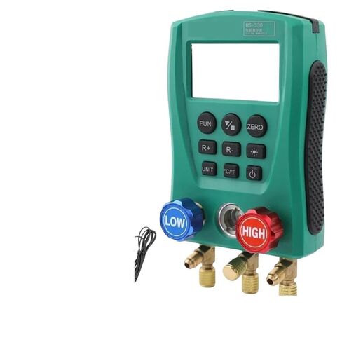 1pcs HS-330 Refrigeration Vacuum Gauge Digital Mainfold HVAC Air Conditoner Vacuum Pressure Temperature Meter Tester(1gauge and 2Clamp) in Kuwait