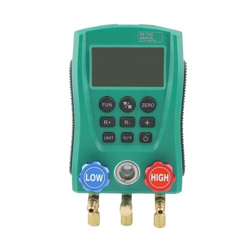 1pcs HS-330 Refrigeration Vacuum Gauge Digital Mainfold HVAC Air Conditoner Vacuum Pressure Temperature Meter Tester(1gauge and 2Clamp) in Kuwait