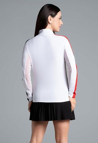 IBKUL Athleisure Wear Sun Protective UPF 50+ Icefil Cooling Tech Color Block Print Long Sleeve Mock Neck Top – 10001 Hot Pink/Turquoise Color Block L in Kuwait