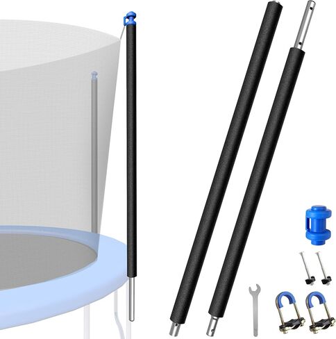 1PCS Trampoline Pole Replacement, Trampoline Enclosure Pole Fits 8-16FT Straight Pole Trampoline Frame, Reliable Trampoline Accessories Includes Foam Sleeve & Pole Caps for 2 Install Ways in Kuwait