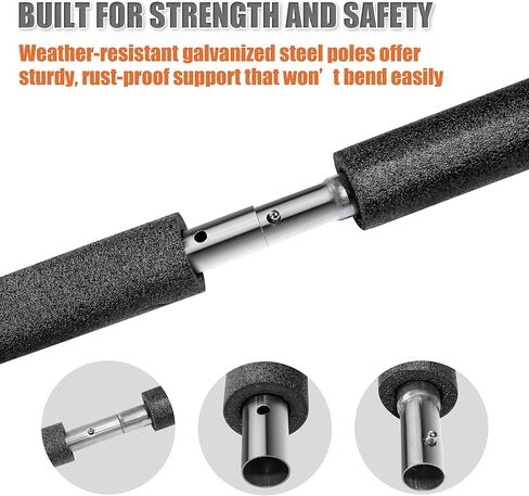 1PCS Trampoline Pole Replacement, Trampoline Enclosure Pole Fits 8-16FT Straight Pole Trampoline Frame, Reliable Trampoline Accessories Includes Foam Sleeve & Pole Caps for 2 Install Ways in Kuwait