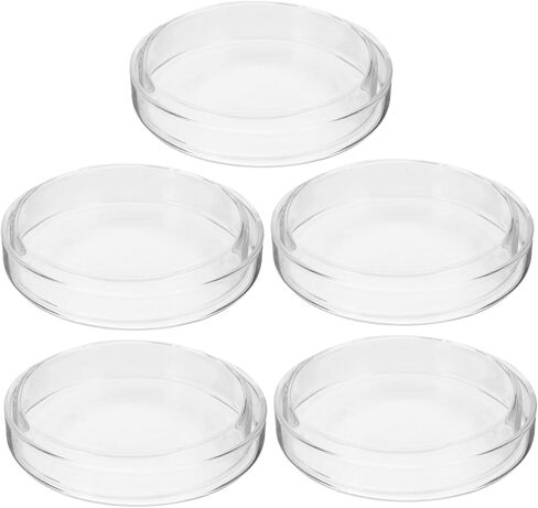 Pretyzoom 5pcs Lab Petri Petri أطباق الثقافة 90 ملم لوحات ثقافة الخلية مجموعة غطاء زجاج آمن خفيفة الوزن لسهولة النقل in Saudi Arabia