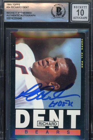Richard Dent Gem Mint 10 Beckett BAS Signed 1985 Topps Rookie Autographed - Football Slabbed Autographed Rookie Cards in Saudi Arabia