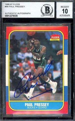 Paul Pressey Gem Mint 10 Beckett BAS Signed 1986 Fleer Rookie Autograph - Basketball Autographed Cards in Saudi Arabia