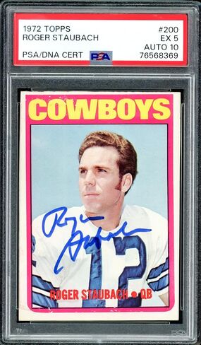 Roger Staubach موقعة 1972 Topps بطاقة الصاعد #200 Dallas Cowboys PSA 5 Auto Grade GEM Mint 10 PSA/DNA #76568369 - كرة القدم بطاقات الصاعد الموقعة in Saudi Arabia