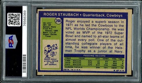 Roger Staubach موقعة 1972 Topps بطاقة الصاعد #200 Dallas Cowboys PSA 5 Auto Grade GEM Mint 10 PSA/DNA #76568369 - كرة القدم بطاقات الصاعد الموقعة in Saudi Arabia