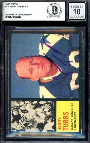 Jerry Tubbs Gem Mint 10 Beckett Bas توقيع 1962 Topps Autograph - بطاقات كرة قدم موقعة من اتحاد كرة القدم الأميركي in Saudi Arabia