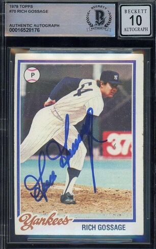 Rich Gossage Gem Mint 10 Beckett BAS Signed 1978 Topps Autograph - Baseball Slabbed Autographed Cards in Saudi Arabia