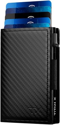 TITAN X Trifold Wallet | Minimalist Slim Metal and Leather anti RFID Wallet | Wallet for Men | Front Pocket Minimalist Wallet, Slim Wallet, Gift Boxed (Brown Leather) in Saudi Arabia