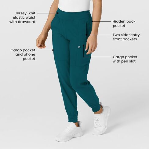 WonderWink W123 Women’s Comfort Waist Cargo Jogger Pant — Caribbean, Small in Saudi Arabia