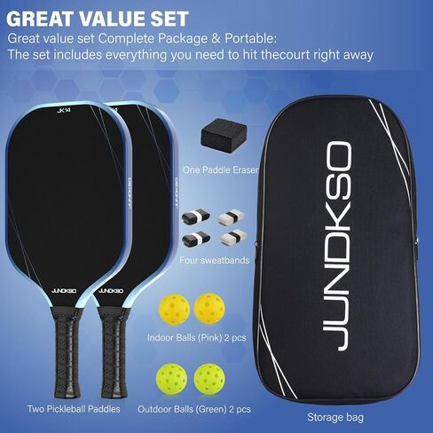 Pickleball Paddles مجموعة من 2 -lightweight مركبة الألياف الكربونية المخلل مجداف -usapa متوافق Pro Pickle مضرب -14 مم PP العسل الأساسي -رجال ونساء مجموعة هدايا/الأزرق in Saudi Arabia