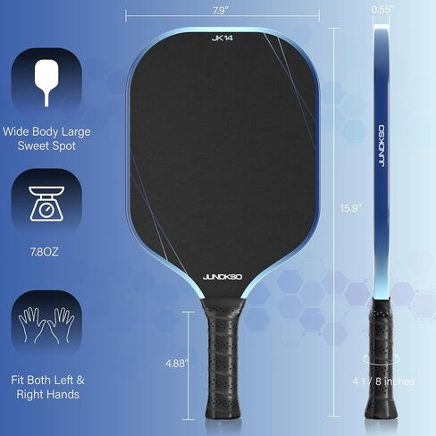 Pickleball Paddles مجموعة من 2 -lightweight مركبة الألياف الكربونية المخلل مجداف -usapa متوافق Pro Pickle مضرب -14 مم PP العسل الأساسي -رجال ونساء مجموعة هدايا/الأزرق in Saudi Arabia