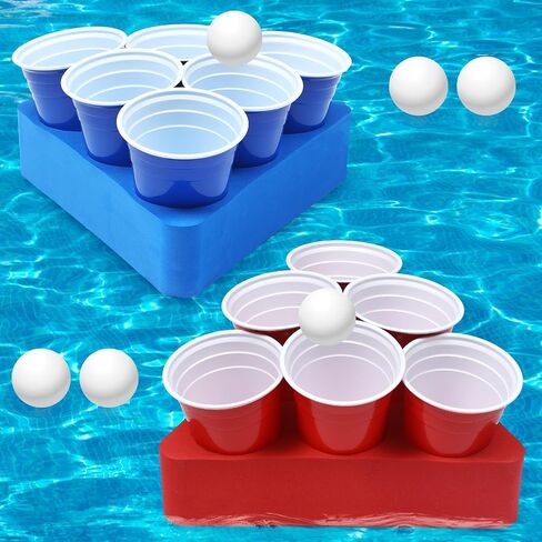 Pool Games for Adults Swimming Pool Games Floating Table with Balls Floating Games Set Includes 2 Rafts 11x9.4 and 12 Cups and 4 Balls for Yard Pool Tailgate Outdoor Camping Family Party in Saudi Arabia