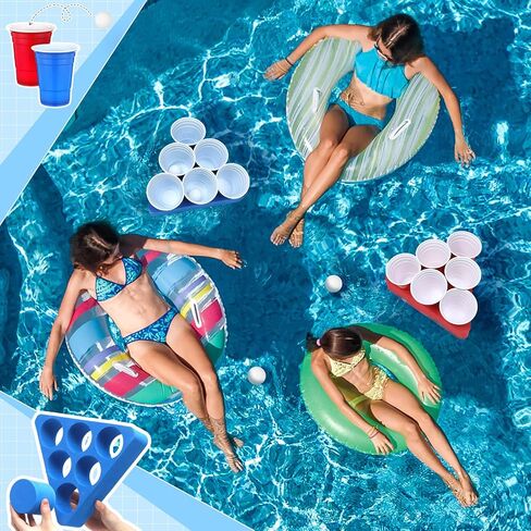 Pool Games for Adults Swimming Pool Games Floating Table with Balls Floating Games Set Includes 2 Rafts 11x9.4 and 12 Cups and 4 Balls for Yard Pool Tailgate Outdoor Camping Family Party in Saudi Arabia