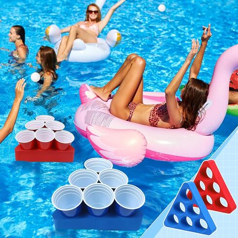 Pool Games for Adults Swimming Pool Games Floating Table with Balls Floating Games Set Includes 2 Rafts 11x9.4 and 12 Cups and 4 Balls for Yard Pool Tailgate Outdoor Camping Family Party in Saudi Arabia