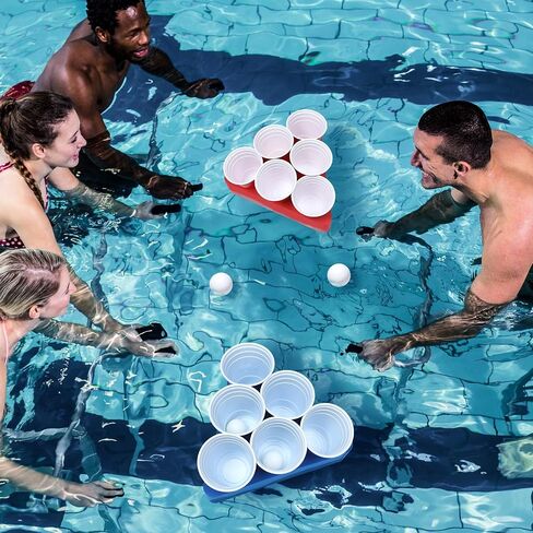 Pool Games for Adults Swimming Pool Games Floating Table with Balls Floating Games Set Includes 2 Rafts 11x9.4 and 12 Cups and 4 Balls for Yard Pool Tailgate Outdoor Camping Family Party in Saudi Arabia
