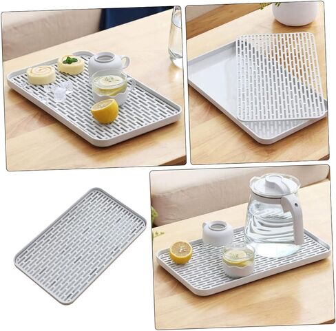 Large Rectangular Draining Tray Multifunctional Kitchen Drip Board for Fruits Vegetables and Dishes Easy to Clean Plastic Design in Kuwait