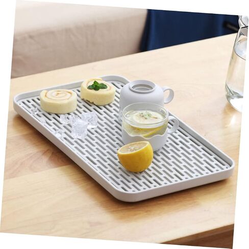 Large Rectangular Draining Tray Multifunctional Kitchen Drip Board for Fruits Vegetables and Dishes Easy to Clean Plastic Design in Kuwait
