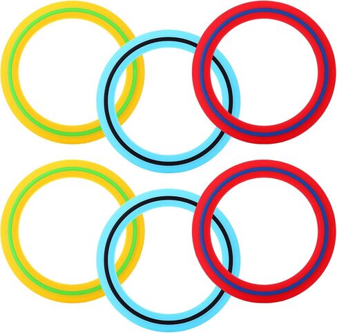 Soulchen 6 Pack Silicone Flying Ring 11 Inch Flying Disc Bulk for Backyard Pool Outdoor Soft Sports Family Camping Activities Sports Tossing Game Gifts (Blue, Yellow and Red) in Saudi Arabia