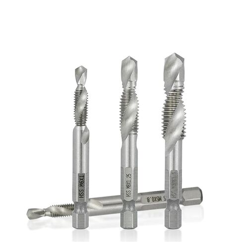 Hex Shank Metric Tap Combined Tap and Drill Spiral Flute Thread Screw Tapp Thercing Tool M3 M4 M5 M6 M8 M10 M12 1PCS (Color: M12) in Kuwait