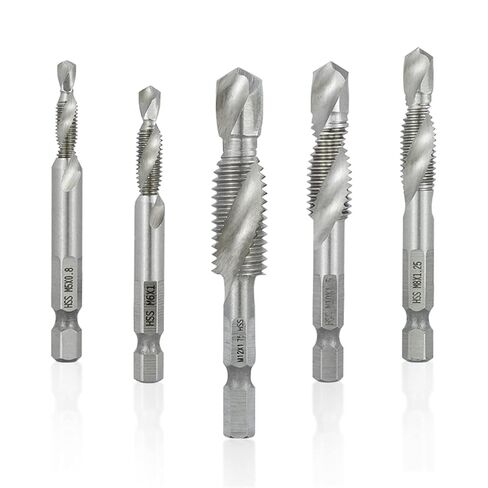 Hex Shank Metric Tap Combined Tap and Drill Spiral Flute Thread Screw Tapp Thercing Tool M3 M4 M5 M6 M8 M10 M12 1PCS (Color: M12) in Kuwait