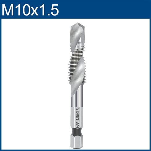 Hex Shank Metric Tap Combined Tap and Drill Spiral Flute Thread Screw Tapp Thercing Tool M3 M4 M5 M6 M8 M10 M12 1PCS (Color: M12) in Kuwait
