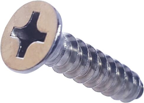 #12 × 1-1/2 "مسامير معدنية ورقة مسطحة ، محرك فيليبس ، الفولاذ المقاوم للصدأ 18-8 ، الخيط الكامل ، النهاية المشرقة ، التنصت الذاتي ، الكمية 50 بواسطة Fastenere in Saudi Arabia