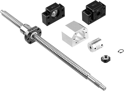 sfucrew SFU1605 مجموعة: RM1605 كرة لولبية مدفوقة C7 مع نهاية الآلات + 1605 Ball Nut + Nut Housing + BK/BF12 + DOUPLER لـ CNC 1PCS (250 مم) in Saudi Arabia
