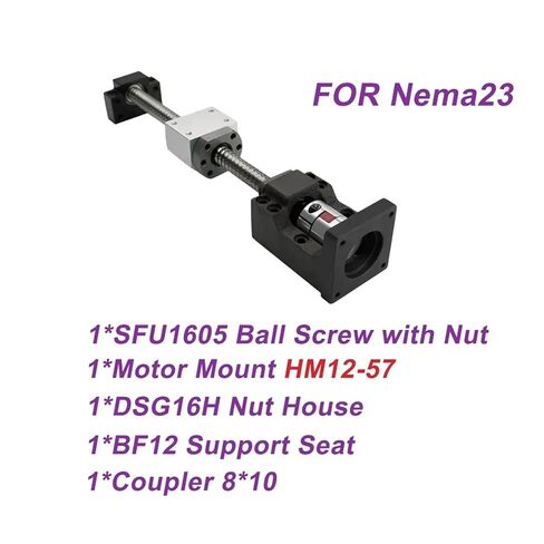 Ballscrew SFU1605 SFU1610 KIT 200-500MM C7 DIA 16MM لبرغي أجزاء CNC مع NUT+BF12+HM12-57/60+DSG16H+COUPLER (SFU1605 لـ NEMA24،300MM) in Kuwait