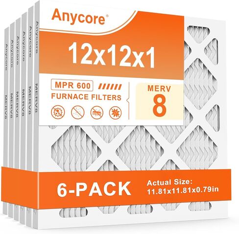 12x12x1 Furnace Air Filter MERV 8 MPR 600 FPR 5 HVAC Pleated Filters for Home Office 4-Pack (Actual Size: 11.81x11.81x0.79 inch) in Kuwait